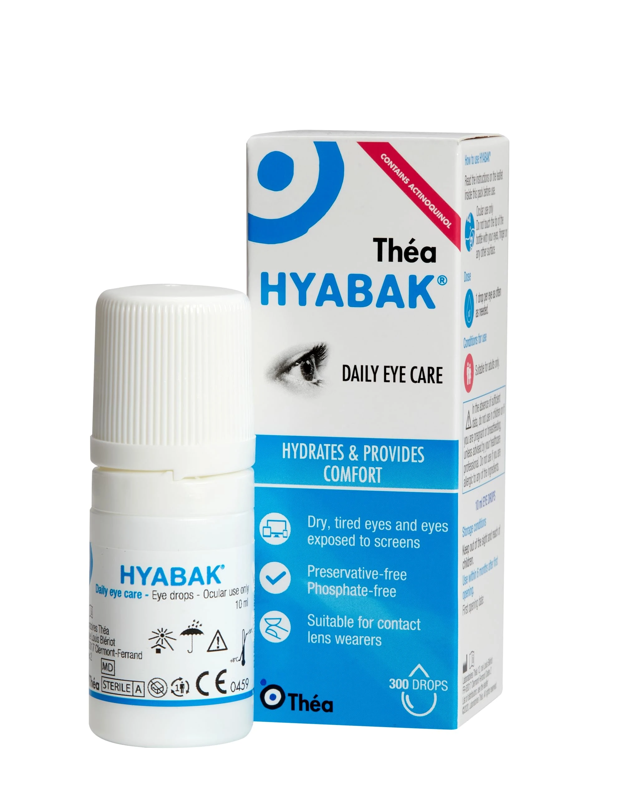 Hyabak Eye Drops - to provide comfort and relief for Dry Eye | For dry eyes, caused by environmental factors I Suitable for Contact Lens Wearers and screen users | Preservative-Free |10 ml