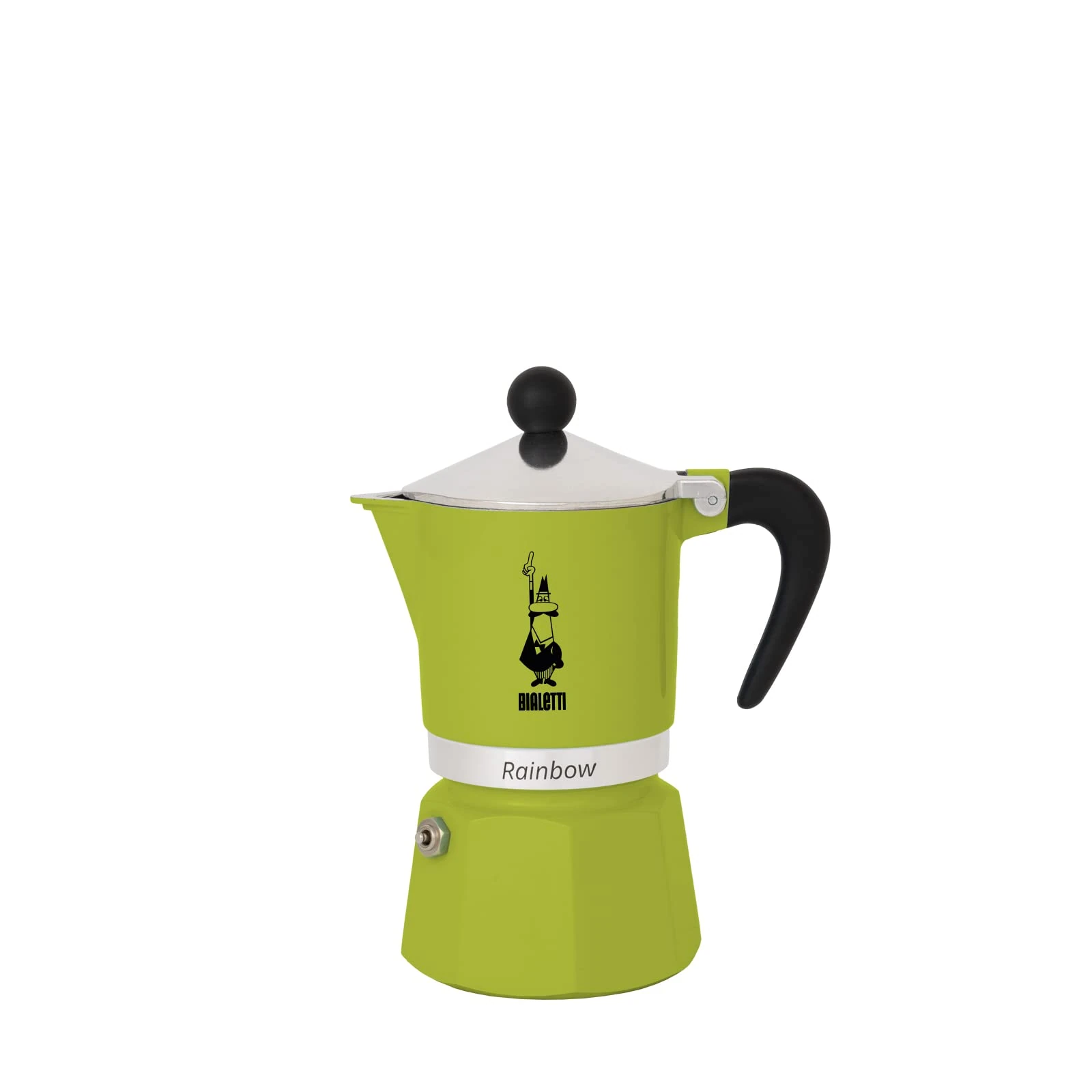 Bialetti Rainbow Caffettiera Colorata, Alluminio, Verde, 1 Tazza,Green,30 x 20 x 15 cm