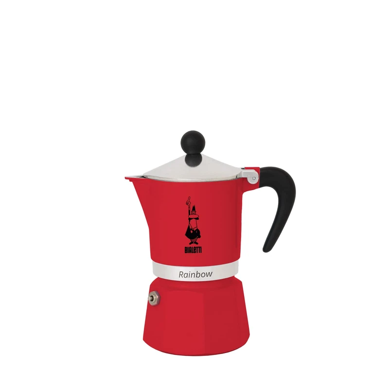 Bialetti Rainbow Colored Coffee Maker, Aluminium, Red, 1 Cup, 30 x 20 x 15 cm