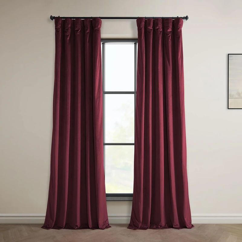 HPD Half Price Drapes Heritage Plush Velvet Curtains 108 Inches Long Room Darkening Curtains for Bedroom & Living Room 50W x 108L, (1 Panel), Dark Merlot
