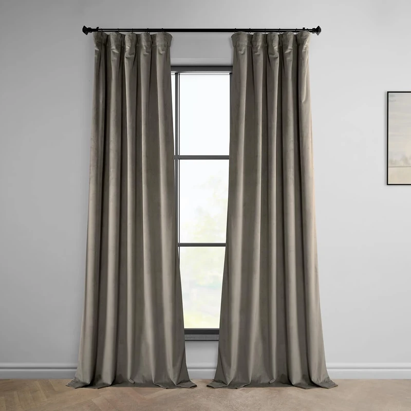 HPD Half Price Drapes VPYC-161209-108 Plush Velvet Curtain (1 Panel), 50 X 108, Gallery Taupe