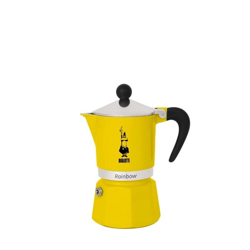 Bialetti Rainbow Caffettiera Colorata, Alluminio, Giallo, 6 Tazze,Yellow,30 x 20 x 15 cm