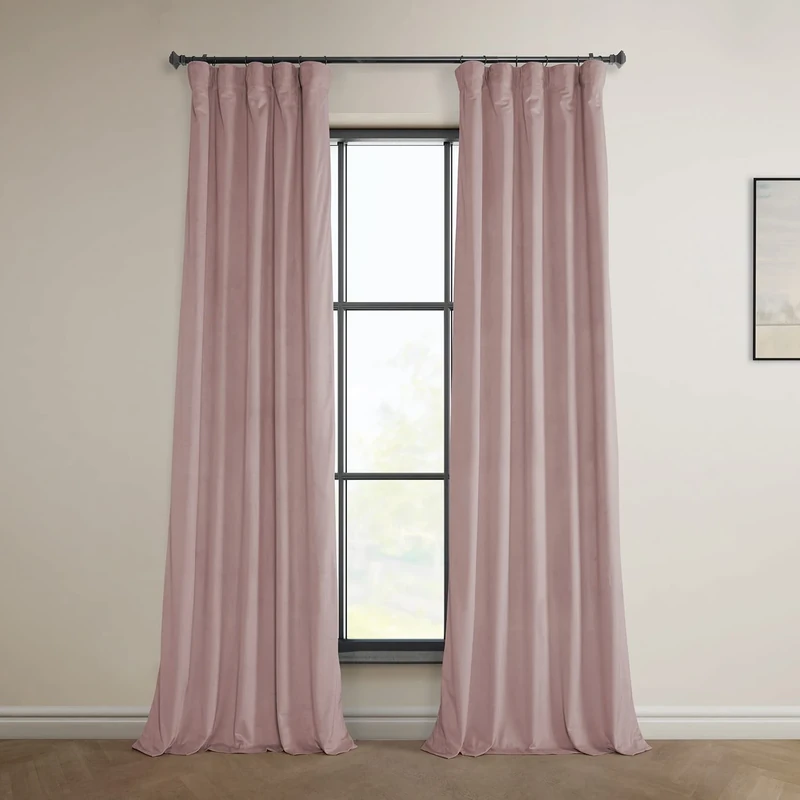 HPD Half Price Drapes VPYC-161207-84 Plush Velvet Curtain (1 Panel), 50 X 84, Ballet Pink