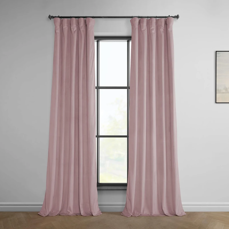 HPD Half Price Drapes Heritage Plush Velvet Curtains 108 Inches Long Room Darkening Curtains for Bedroom & Living Room 50W x 108L, (1 Panel), Ballet Pink