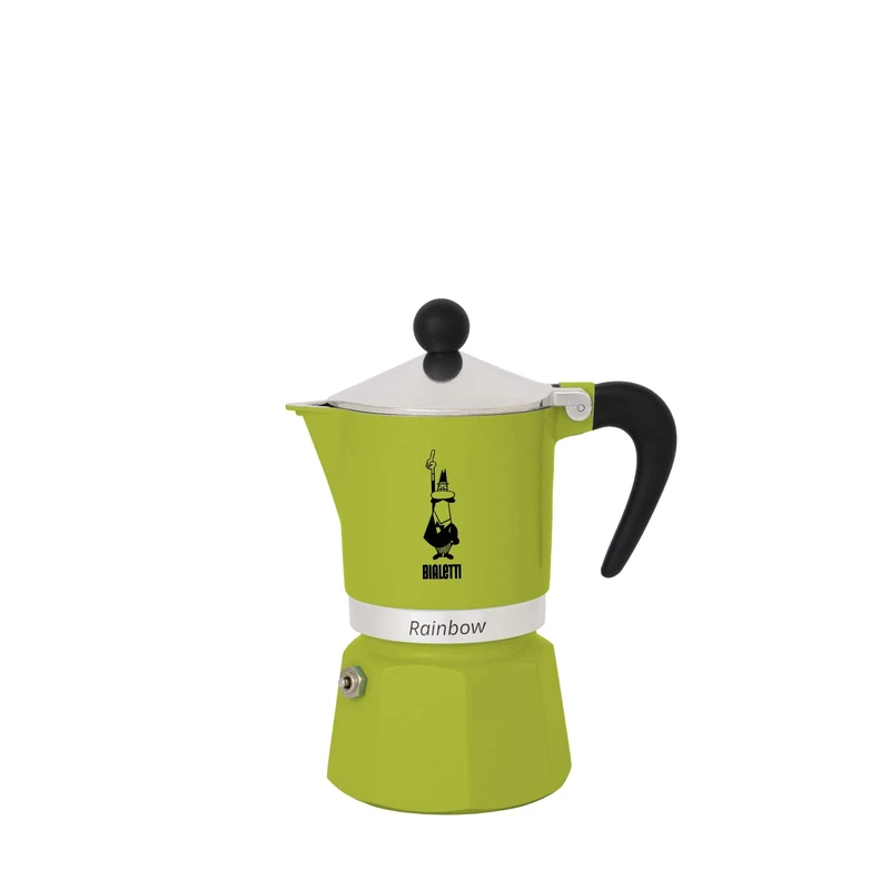 Bialetti Rainbow Caffettiera Colorata, Alluminio, Verde, 6 Tazze,Green