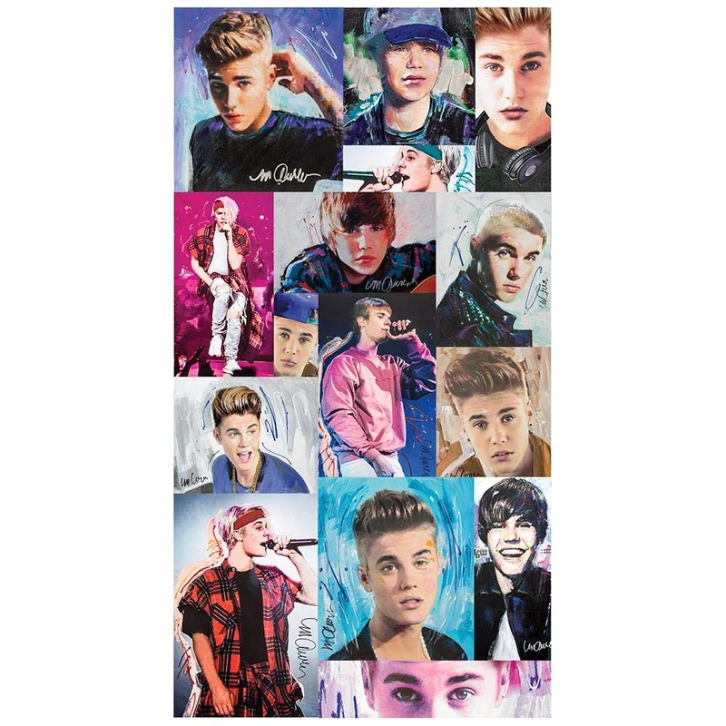 Imagicom Celebrity Icons Sticker Mural Bieber, Fabric, Blue, 200 x 100 x 0.1 cm - Image 1