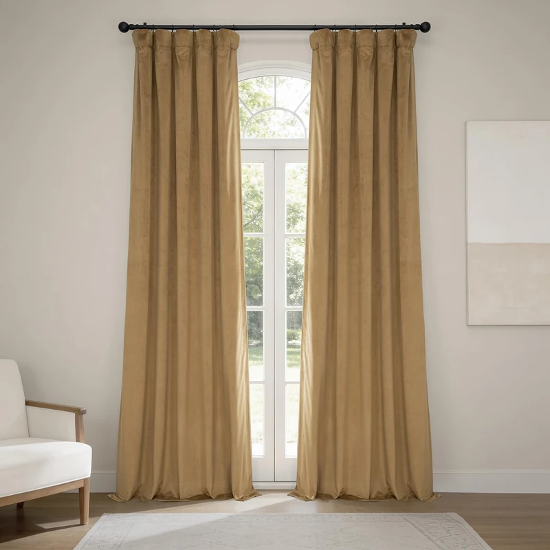 HPD Half Price Drapes Heritage Plush Velvet 84 Inches Long Darkening Curtains for Bedroom & Living Room 50W x 84L, (1 Panel), Spiced Rum, 50" W x 84" L (Pack of 1)