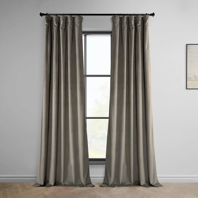 HPD Half Price Drapes VPYC-161209-96 Plush Velvet Curtain (1 Panel), 50 X 96, Gallery Taupe