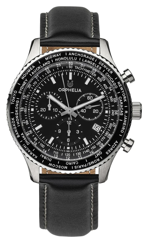 Orphelia Mens Quartz Watch, Chronograph Display and Leather Strap OR81705