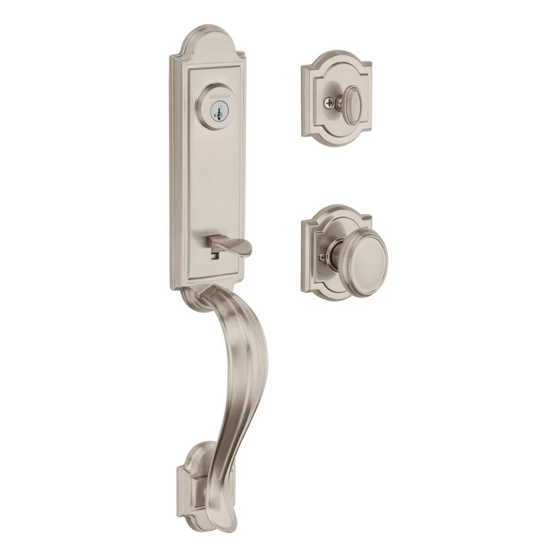 Baldwin Avendale Single Cylinder Handleset with Carnaby Knob, Satin Nickel - Image 1