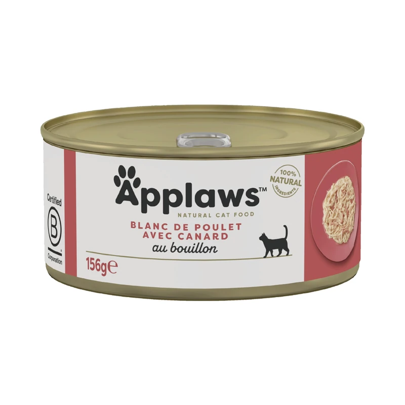 Applaws 100% Natural Wet Cat Food, Chicken Breast with Duck 24 x 156g Tins