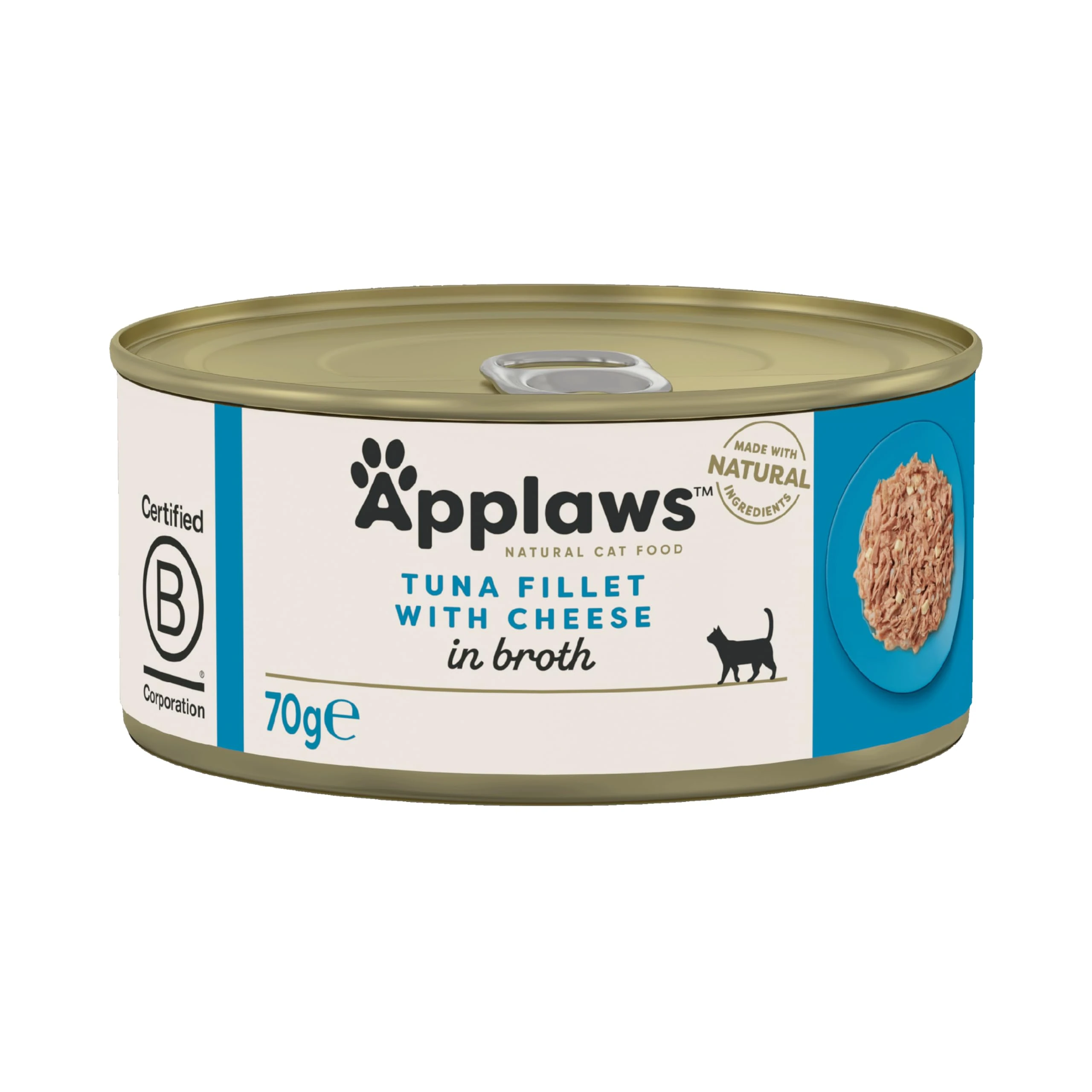 Applaws 100% Natural Wet Cat Food Tuna with Cheese Tin, 70g (Pack of 24)