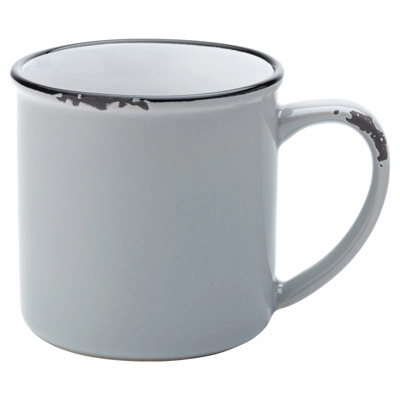 Utopia Avebury Grey Mug 10oz / 280ml - Set of 12 - Vintage Enamel Style Stoneware Coffee Mug