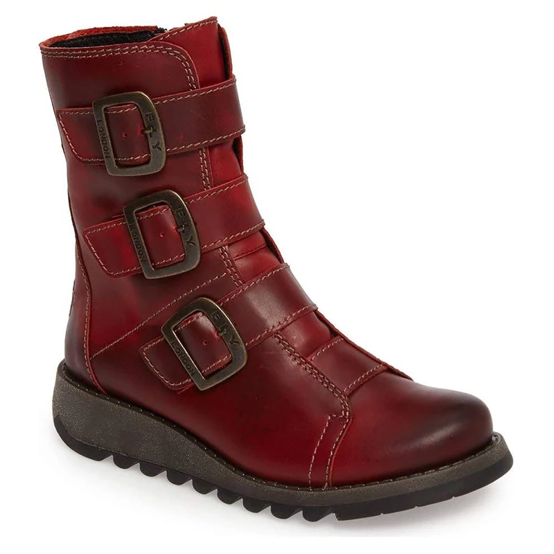 Fly London Womens Scop110fly Biker Boots, Red Red 004, 3 UK