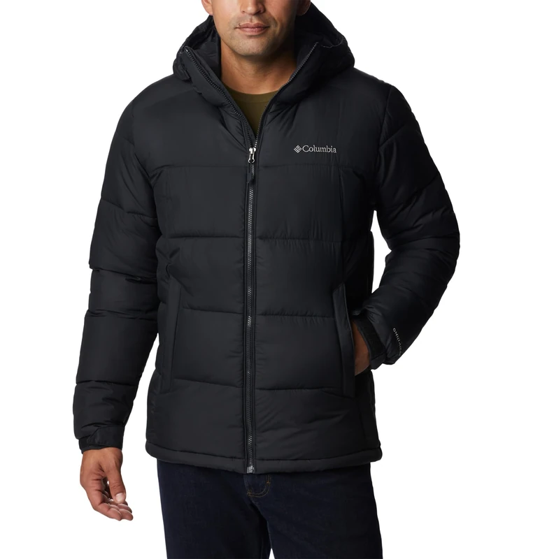 Columbia Men's Pike Lake Hooded Jacket, Hooded Puffer Jacket, Black, Size XXL