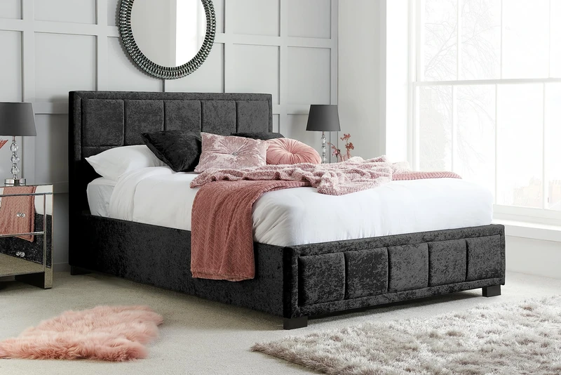 Birlea Hannover Bed Crushed Velvet - Black, Double