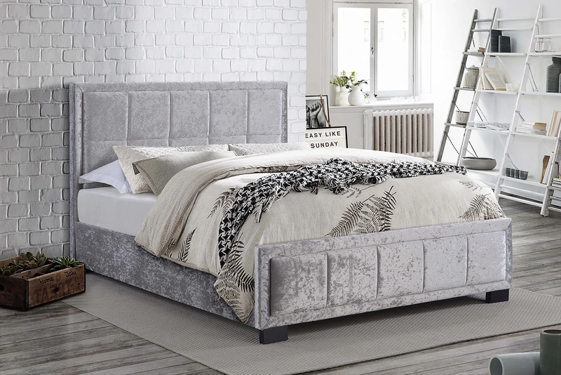 Birlea Hannover Bed - Crushed Velvet - Steel, Kingsize
