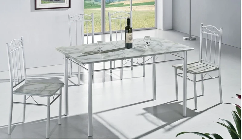 Quidin Moderne marmer Look Wit Keuken eettafel met 4 stoelen 5 stuks (rrp £ 99,99)