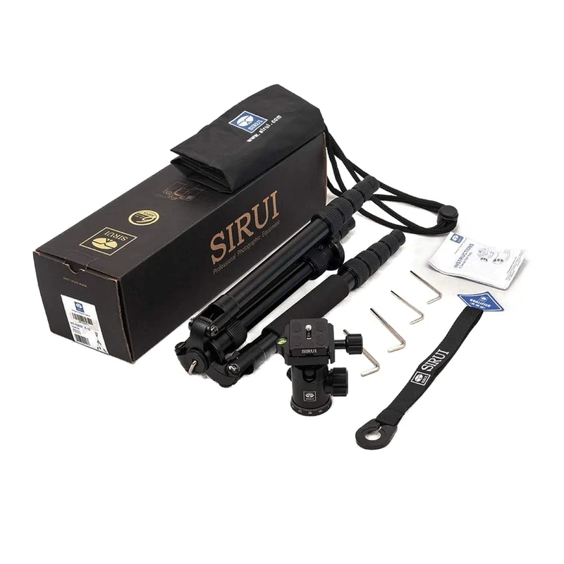 SIRUI Travel Tripod NT-1005X with E-10 Ball Head, Monopod, Universal Portable Compact lightweight Aluminum Camera Tripod, Arca-swiss Compatible, 55. 1", 17.6lbs Payload