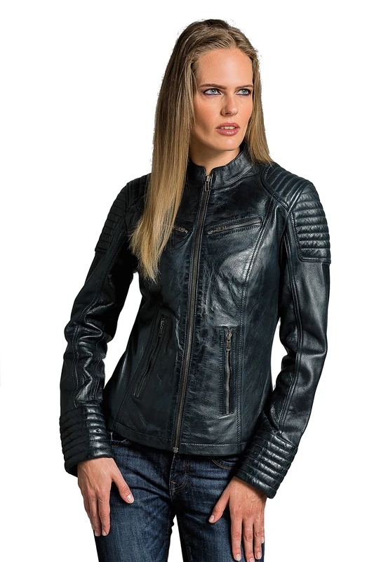 Urban Leather Angelina LB01 Ladies Jacket, Navy Blue