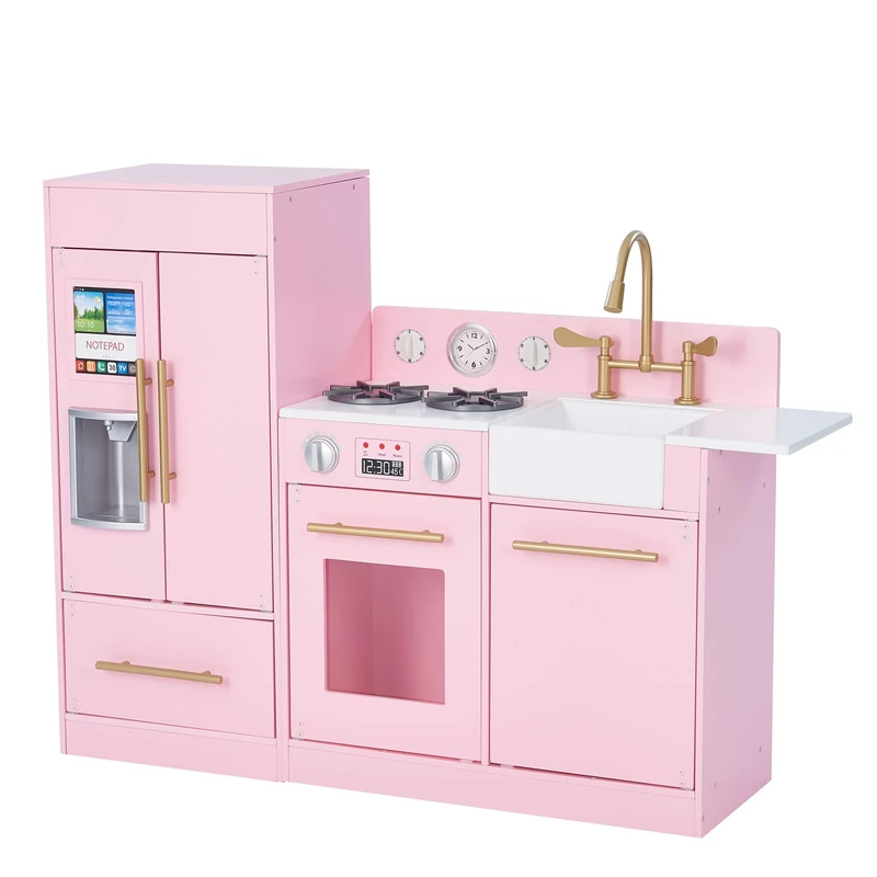 Pink Wooden Toy Kitchen by Teamson Kids Toy Cooker Play Kitchen Set TD-12302P