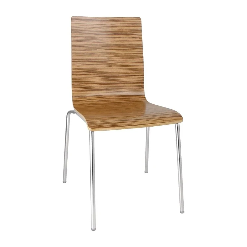 Bolero Square Back Side Dining Chair Zebrano (4 pack) - Ideal for Restaurants, Catering, Events GR344