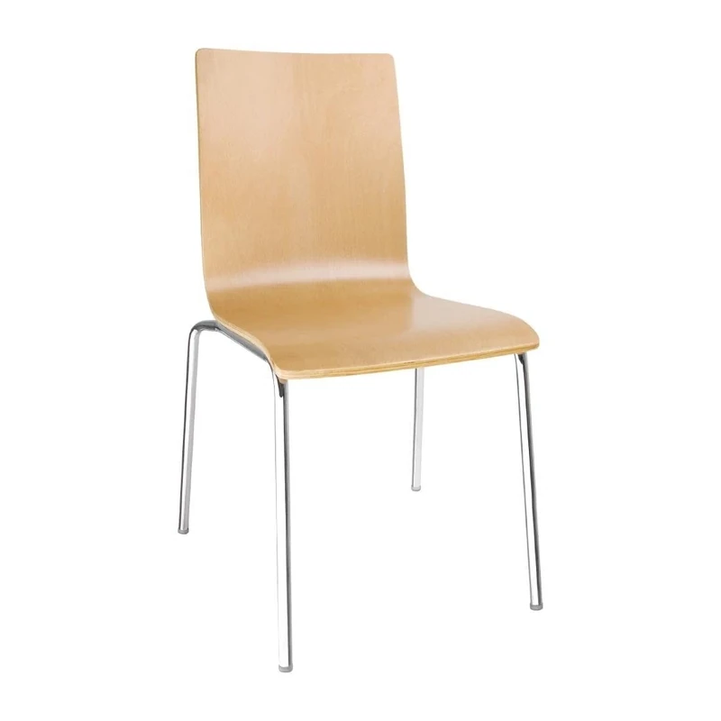 Bolero Side Chair with Square Back in Natural - Steel Frame - Beech Veneer