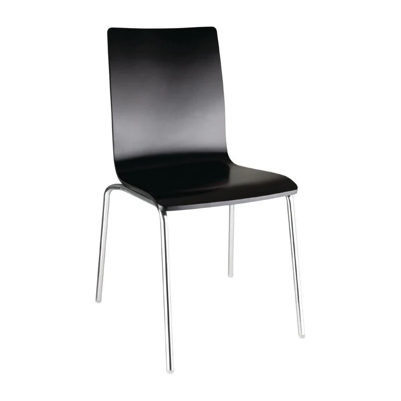 Bolero Side Chair with Square Back in Black - Steel Frame - Beech Veneer