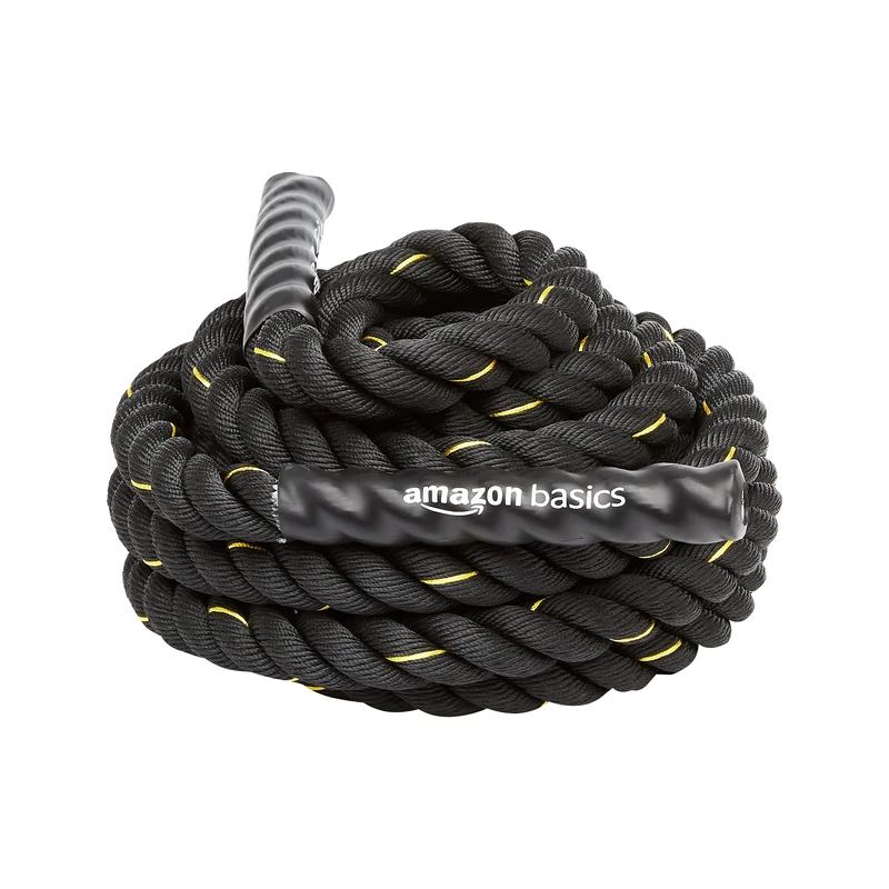 Amazon Basics Heavy Resistance Exercise Training Home Gym Workout Battle Rope - 12m x 3.8cm, Black