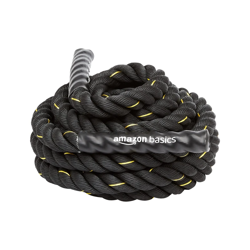 Amazon Basics Heavy Exercise Training Workout Battle Rope - 9m x 5cm, Black