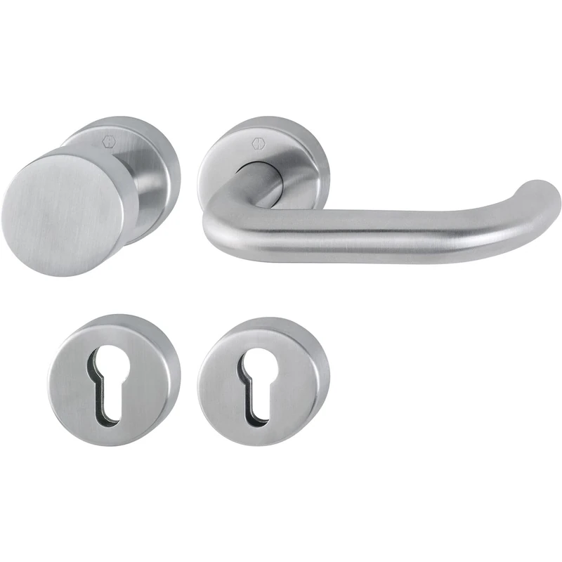HOPPE FH Paris Object & Fire Protection DIN 18273, Class 4 in Accordance with EN1906 Door Handle + Rosette PZ, Matte Stainless Steel