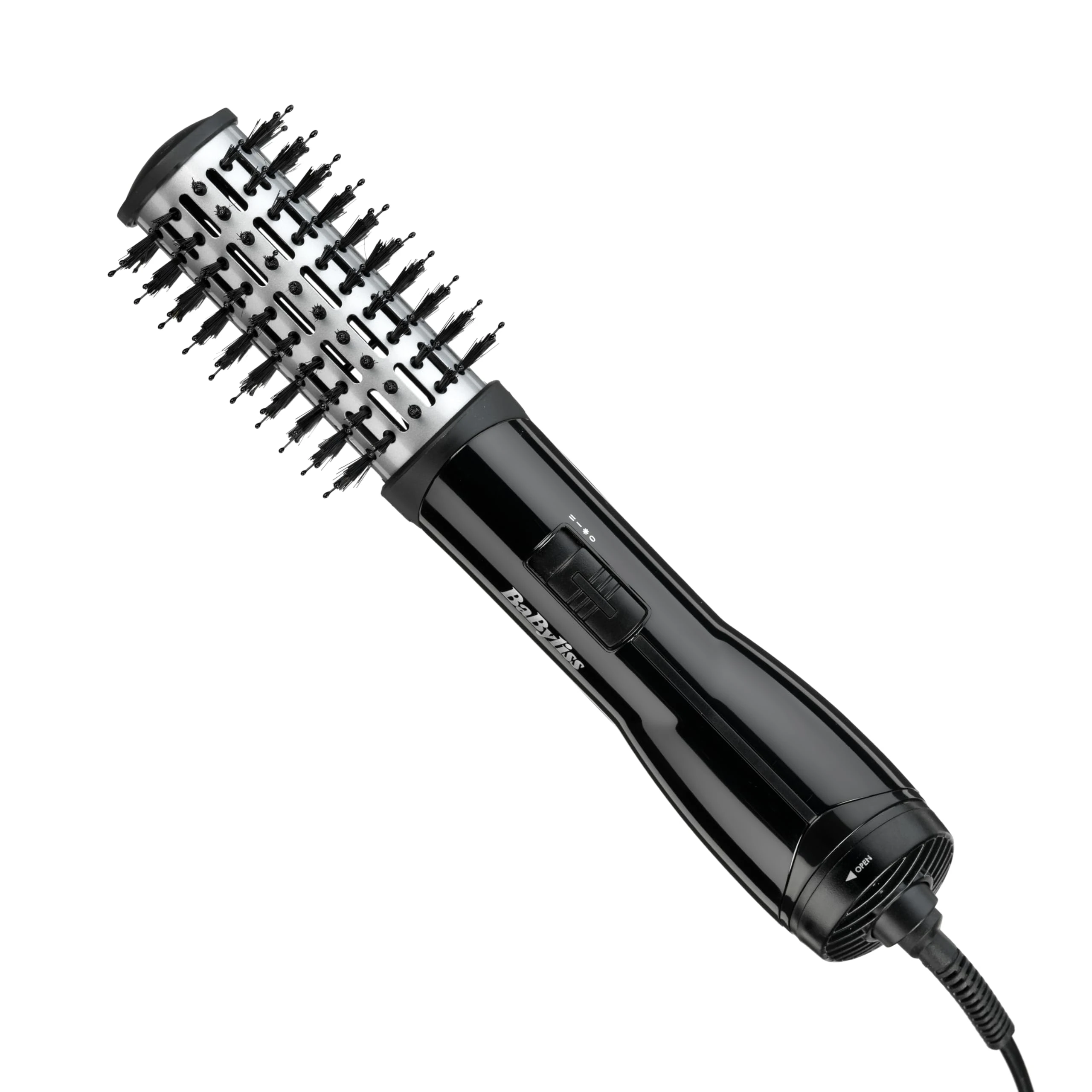 BaByliss Flawless Volume Hot Air Brush - Dry and Style in One, Titanium-Ceramic 38mm Barrel for Smoothness, Ionic Frizz-Control, Black, 2764U