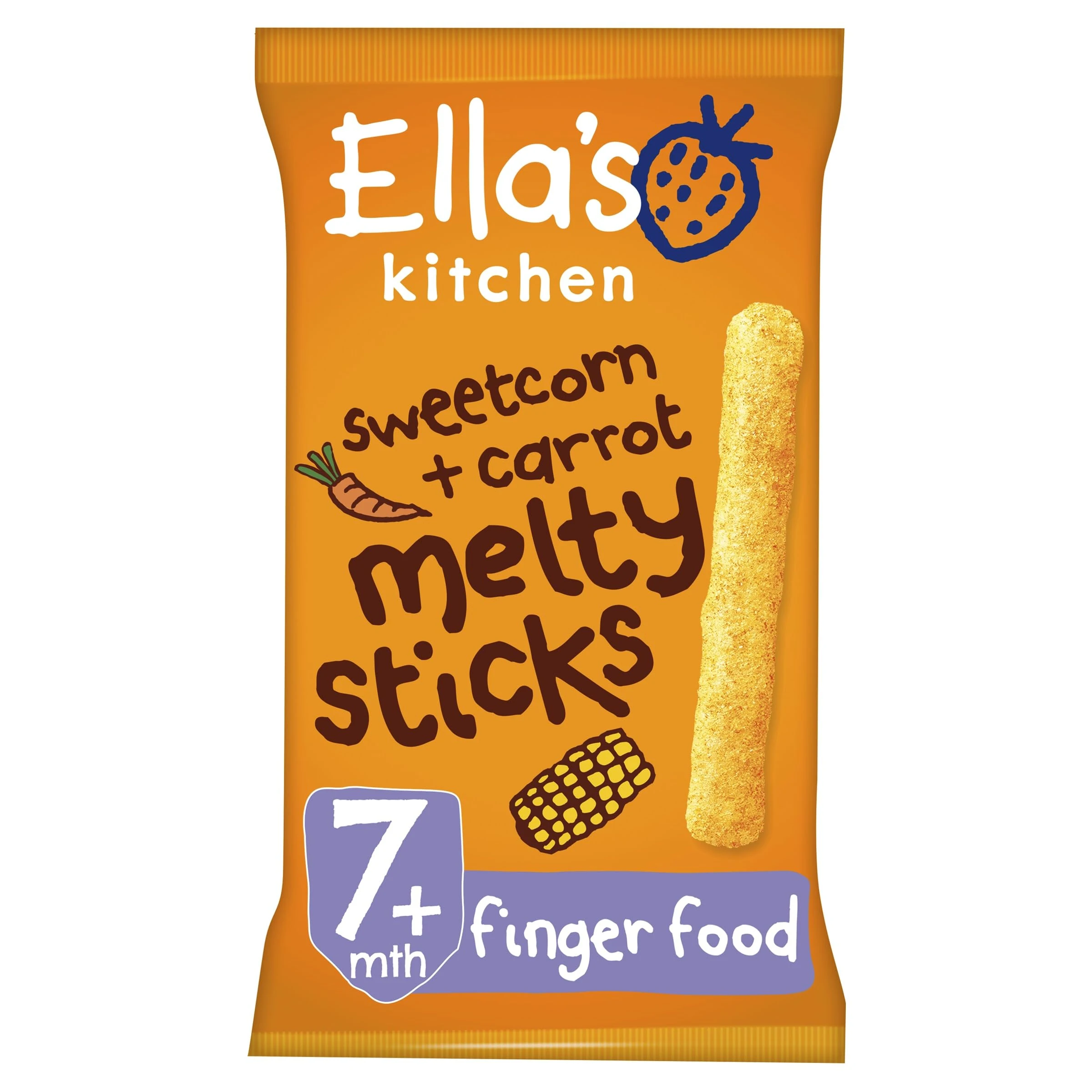 Ella's Kitchen Sweetcorn and Carrot Melty Sticks from 7 Months, 16g