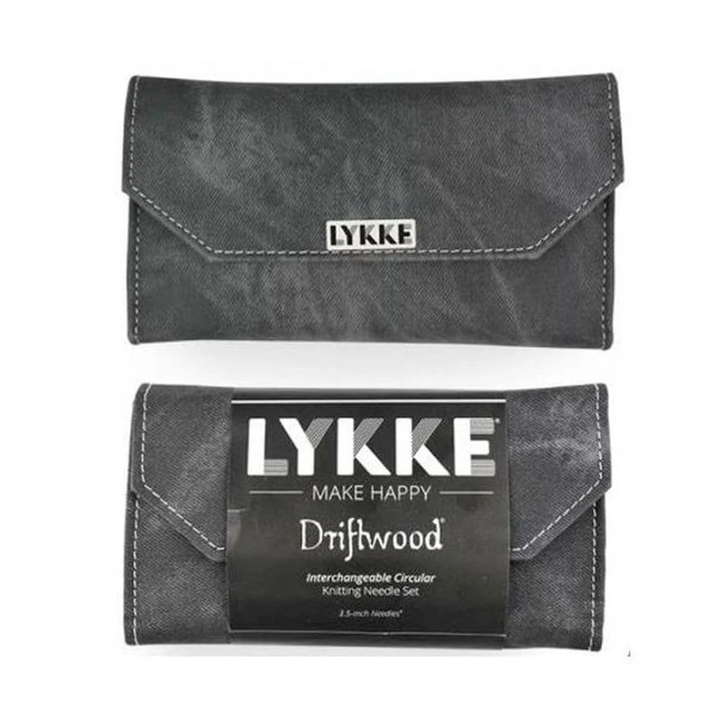 LYKKE Interchangeable Circular Knitting Needle Set 3.5in Tips Birchwood Driftwood Grey Denim - Birchwood Driftwood Grey Denim