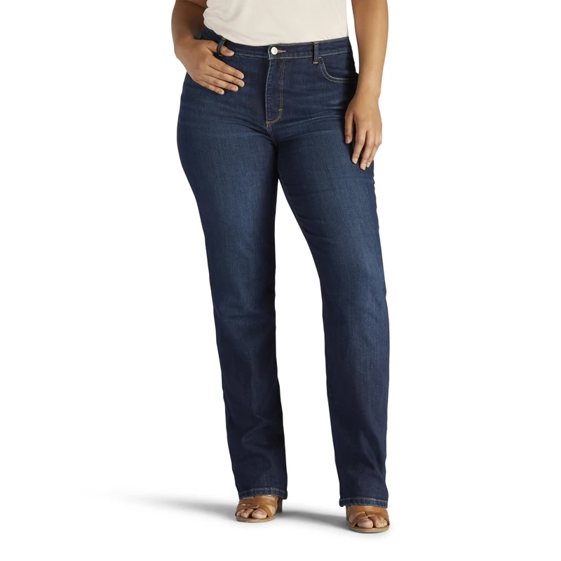 Lee Women's Plus Size Instantly Slims Classic Relaxed Fit Monroe Straight Leg Jean, Ellis, Medium