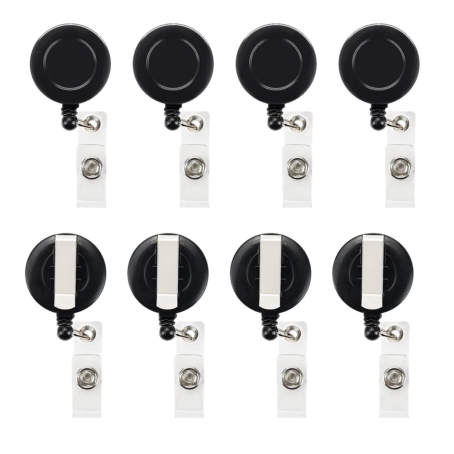 JANYUN 50 Pcs Retractable Badge Reel Clips Holder for Hanging ID Card Key Chain (Black)