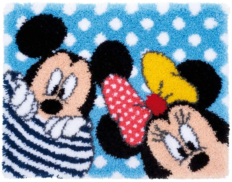 Vervaco Latch Hook: Rug: Mickey & Minnie-Peek-a-Boo, Cotton, Assorted, 12 x 1 x 17 cm