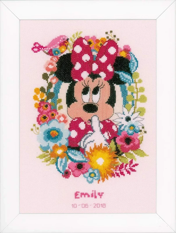 Vervaco Counted Cross Stitch Kit: Minnie-Shushing, Cotton, Assorted, 7.5 x 1 x 7.2 cm