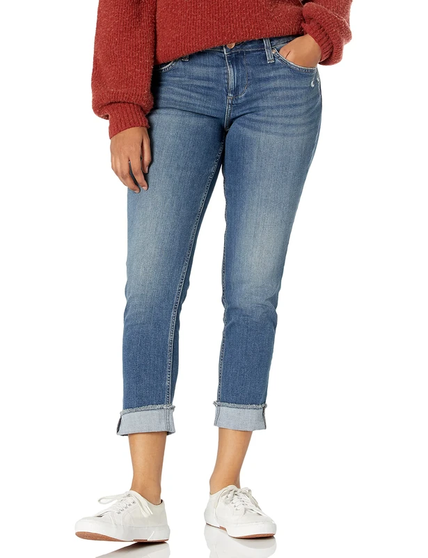 Riders by Lee Indigo Women's Fringe Cuff Boyfriend Jean, mid Shade, 12 - Image 1