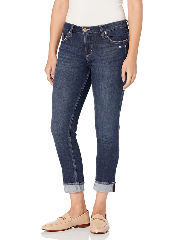 Riders by Lee Indigo Women's Fringe Cuff Boyfriend Jean, Dark wash, 18 - Image 1
