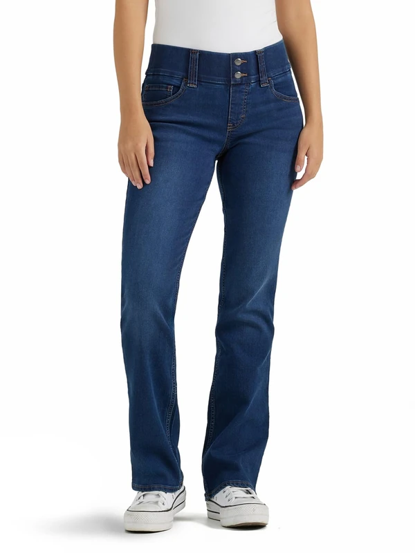 Riders by Lee Indigo Women's Pull on Waist Smoother Bootcut Jeans, Dark Wash, Medium