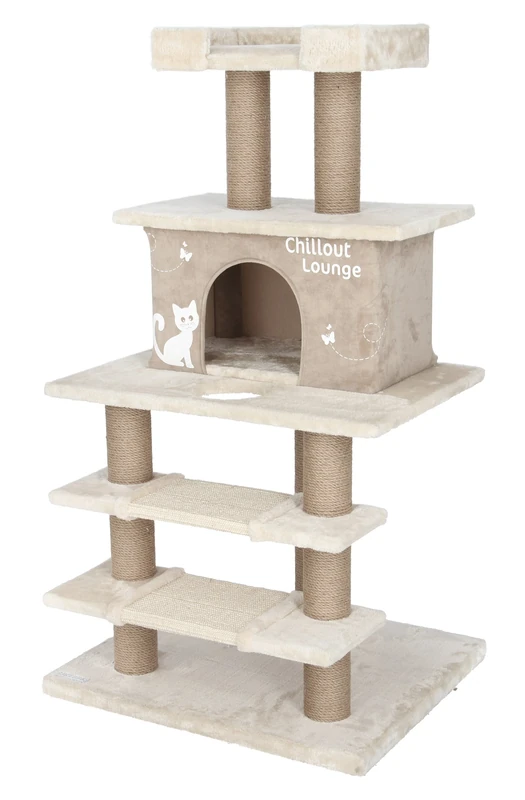 Kerbl Chillout Lounge Cat Tree, 70 x 59 x 136 cm, Beige/Brown