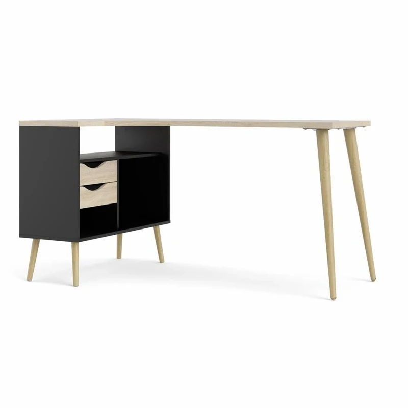 Tvilum Corner Desk Oslo Chipboard Large Bianco/Quercia