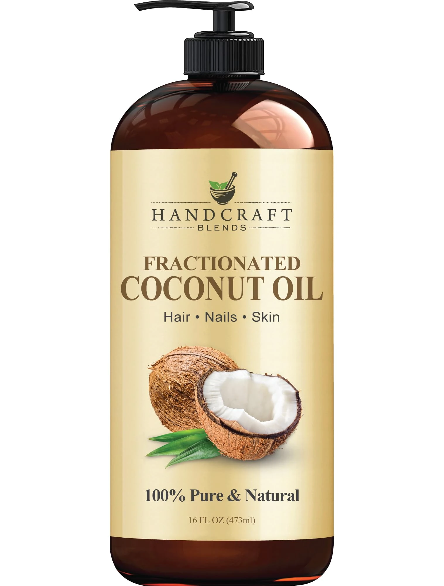 Handcraft Blends Fractionated Coconut Oil - 473 ml - 100% Pure and Natural - Premium Grade Carrier Oil - Hair and Body Oil - Massage Oil - Hexane-Free - Ayurvedic Skin Care
