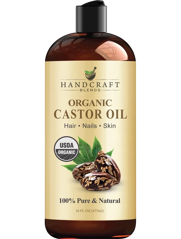 Handcraft Blends Organic Castor Oil 473 ml | 100% Pure and Natural | Premium Grade Carrier Oil | Hair, Eyelashes and Eyebrows | Hair and Body | Expeller-Pressed | Hexane-Free