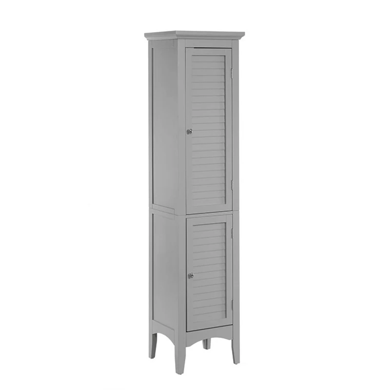 Teamson Home Glancy Wooden Linen Tower Tall Bathroom Cabinet Grey ELG-640 With Storage