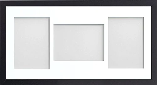 Frame Allington Range 20 x 10 Inches Black Picture Photo Frame with White 3-Aperture Mount for Image Size 7 x 5 Inches (PLP)
