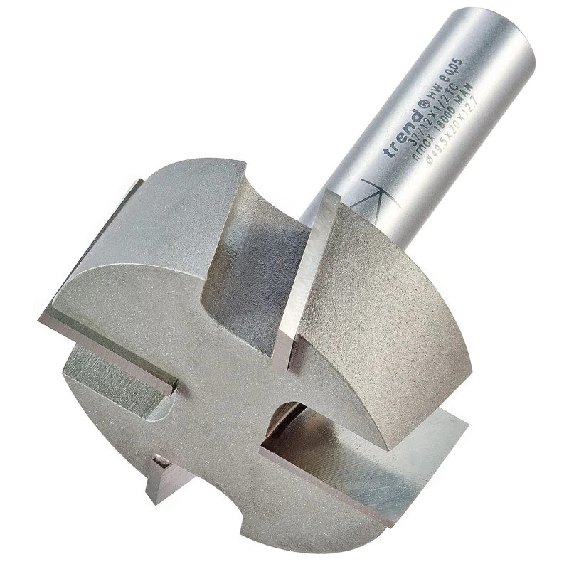 Trend Professional Straight Tenon Cutter, 1/2 Inch Shank, 50.8mm Diameter and 20mm Cut Length, Tungsten Carbide Tipped, 37/12X1/2TC