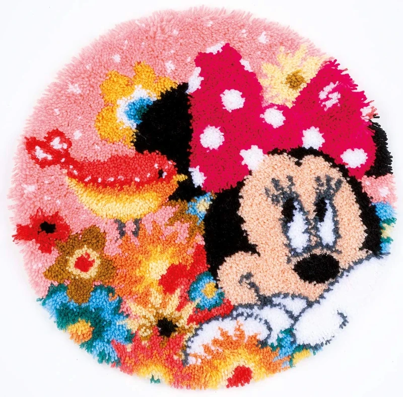Vervaco Latch Hook: Shaped Rug: Minnie-Psst I've a Secret, Cotton, Multi-Colour, 12 x 1 x 17 cm