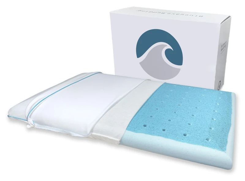 Bluewave Bedding Hyper Slim CarbonBlue Max Cool Gel Memory Foam Pillow for Stomach and Back Sleepers - Thin, Flat Design with Advanced Cooling (2.25-Inch Height, Standard Size)